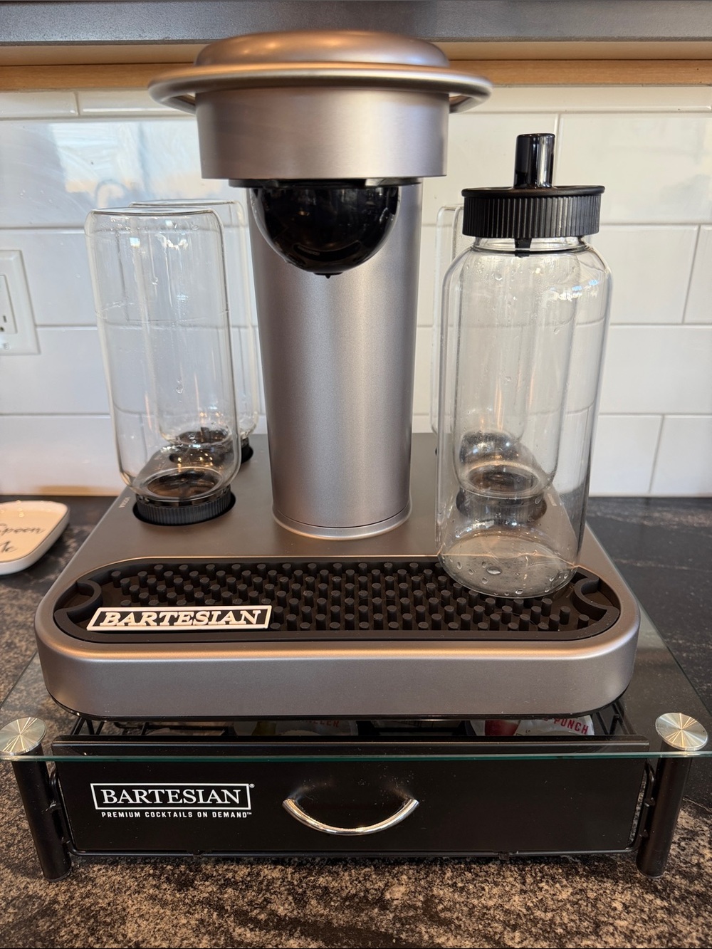 Bartesian Premium Cocktail Maker - Silver with drawer and 30+ pods